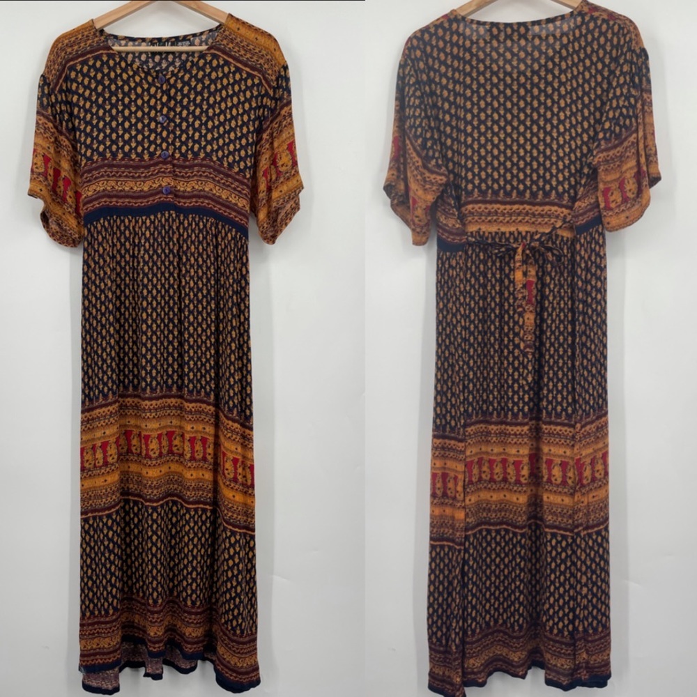 Whistles Maxi Dress Boho Maxi Dress Short Sleeve Size Medium Flowy Crepe Dress